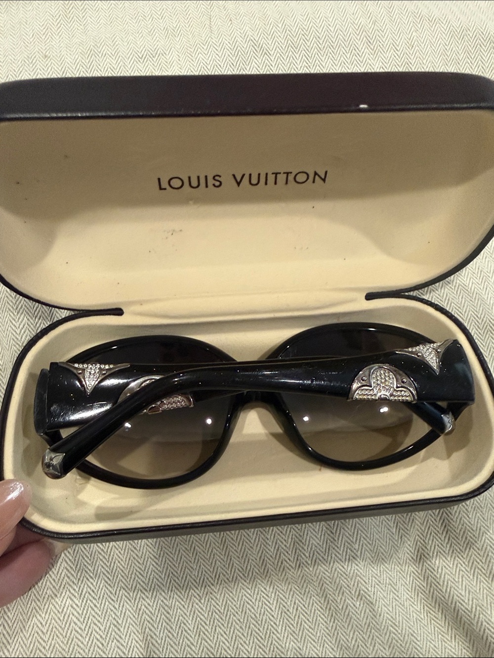 Louis Vuitton Black Sunglasses with Crystal Trim